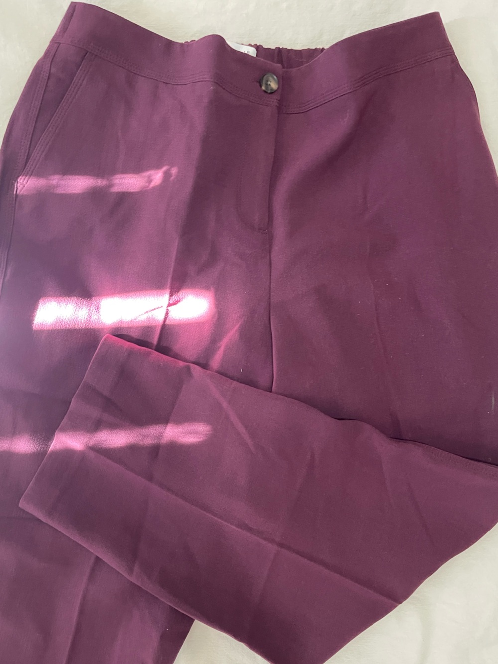 Addition Elle Plum Burgundy Elastic Back Straight Leg Pants Wine Red Flat Front